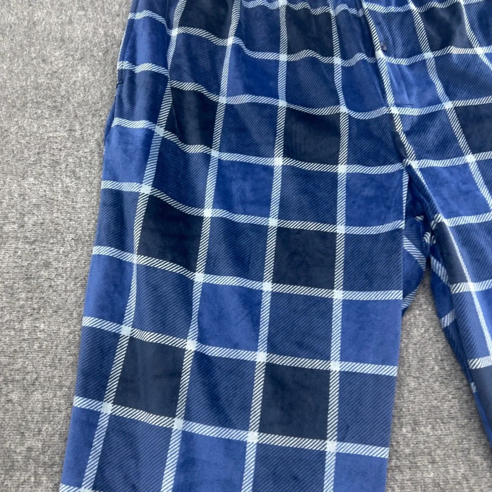 Roundtree & Yorke Mens Pajama Pants 2XB Plaid Blue Loungewear